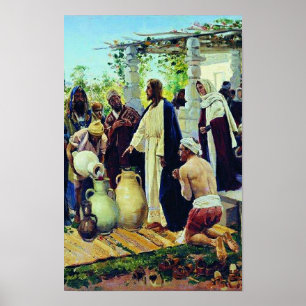 Poster Milagre em Caná, pintura religiosa,
