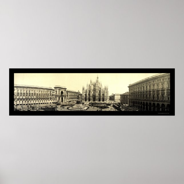 Poster Milan Duomo Square Itália Foto 1909 (Frente)