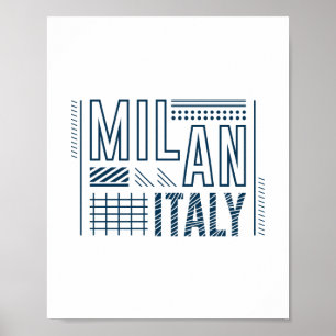 Poster Milan Itália Tipografia Moderna Desenho Gráfico Vi