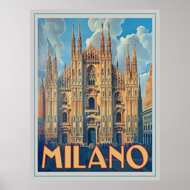 Poster Milano, Itália Retro (Frente)