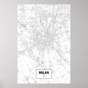Poster Milão, Italia (preto no branco)