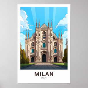 Poster Milão Itália Travel Print