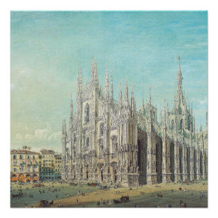 Póster Milão Piazza del Duomo década de 1850 por Carlo Bo
