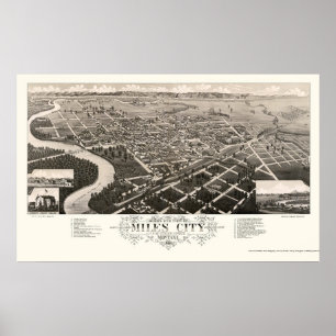 Poster Miles City, MT Panorâmica - 1883