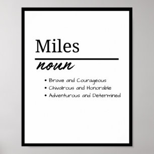 Poster Miles, Definição de Nome Personalizado de Menino