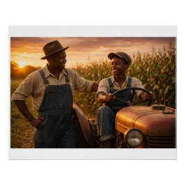 Póster Milharal ao Pôr do Sol