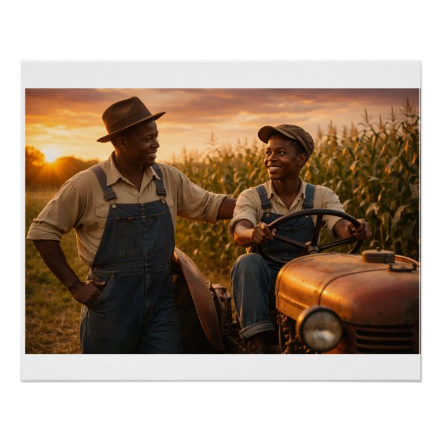 Póster Milharal ao Pôr do Sol (Frente)