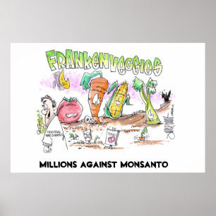 Póster Milhões contra vegetarianos de Monsanto Franken
