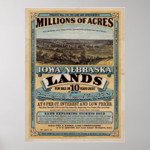 Póster Milhões de acres. Iowa e Nebraska