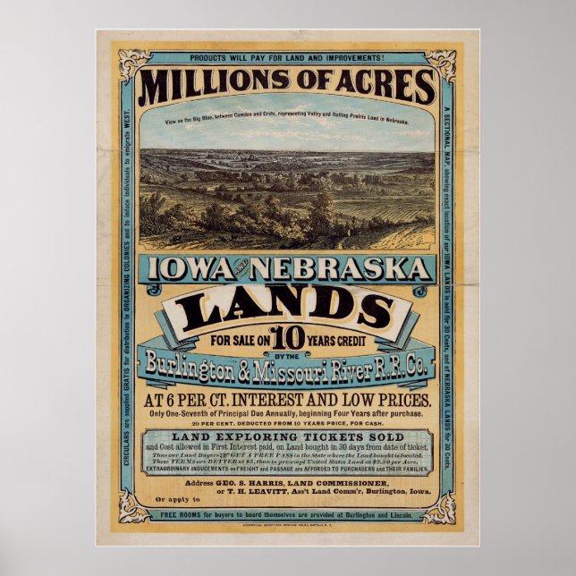 Póster Milhões de acres. Iowa e Nebraska (Frente)