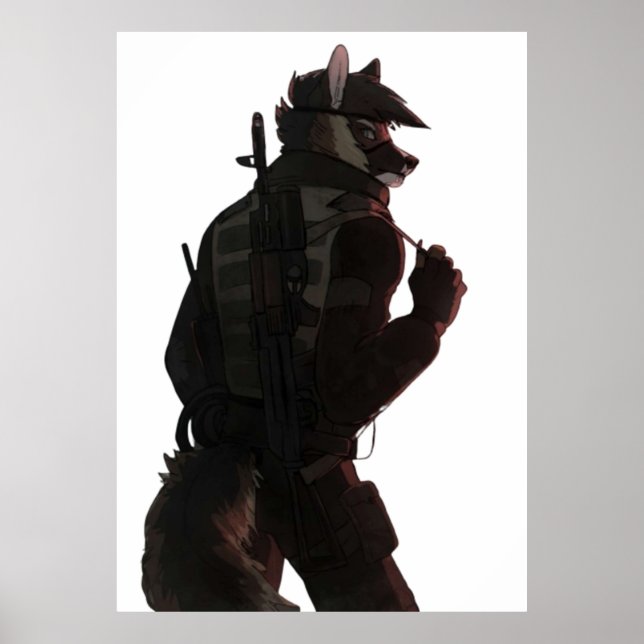 Poster Militar do lobo-peludo (Frente)