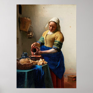 Poster Milkmaid Kitchen Maid por Johannes Vermeer