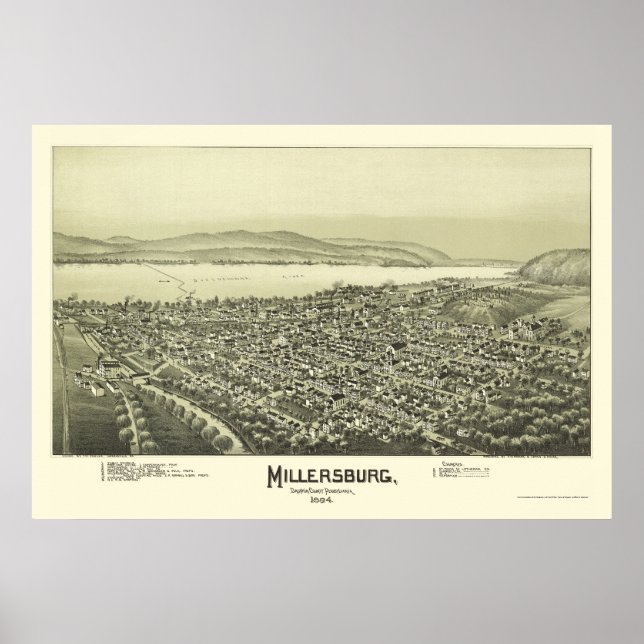 Póster Millersburg, PA Panorâmica - 1894 (Frente)