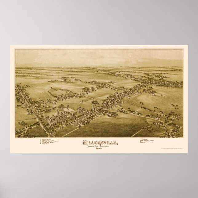 Poster Millersville, PA Panorâmica - 1894 (Frente)