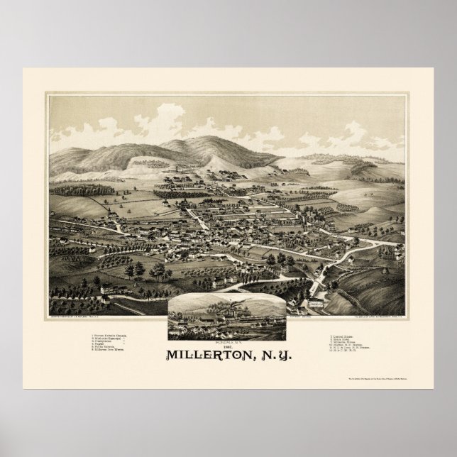 Poster Millerton Com Irondale, Novo Mapa Panorâmico - 188 (Frente)