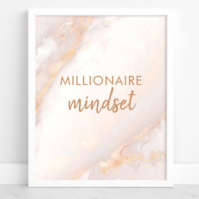 Poster Millionaire Mindset Peach, citação Dourada do márm (Criador carregado)