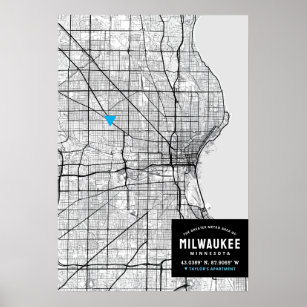 Poster Milwaukee City Map + Marque sua localização