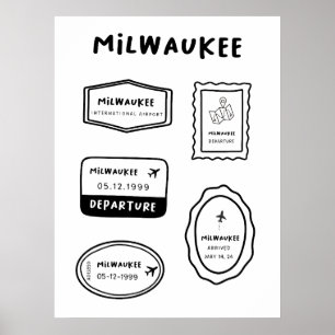Poster Milwaukee - Coleção de Carimbo de Viagem