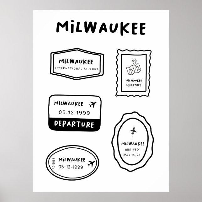 Poster Milwaukee - Coleção de Carimbo de Viagem (Frente)