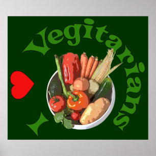 Póster Mim vegetarianos do coração