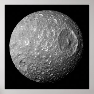 Póster Mimas, a Lua de Saturno da nave Cassini