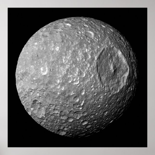 Póster Mimas, a Lua de Saturno da nave Cassini (Frente)