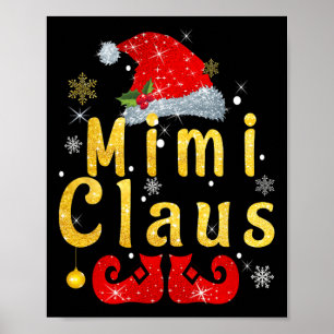 Poster Mimi Claus Christmas Santa Hat Matching Família Pa