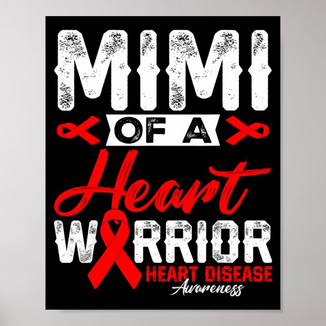 Poster Mimi Of A Heart Warrior Heart Disease Red Ribbon M (Frente)