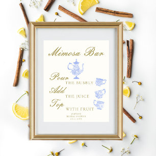 Poster Mimosa Bar Bridal Chá China define renda branca az