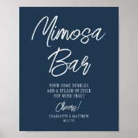 Mimosa Bar Cheers Moderno Script Azul Marinho