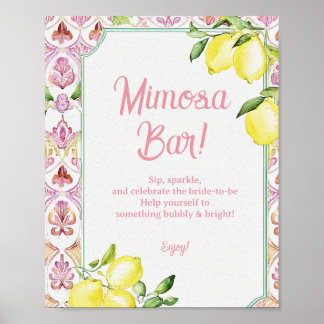 Poster Mimosa Bar Sign Pink Yellow Lemon | Bridal Shower 