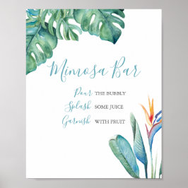 Poster Mimosa Bar Watercolor Tropical Floral