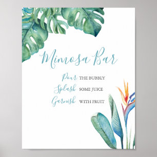 Poster Mimosa Bar Watercolor Tropical Floral