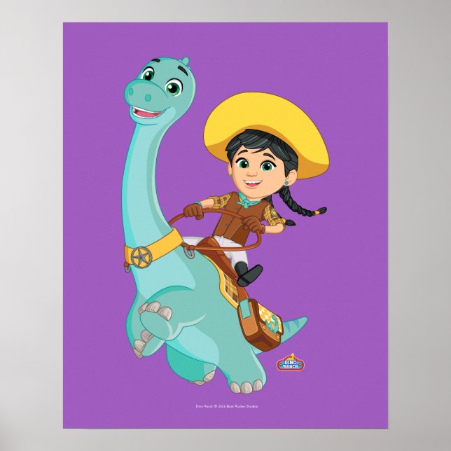 Poster Min & Clover | Feliz Cowgirl e Brontosaurus Ride (Frente)