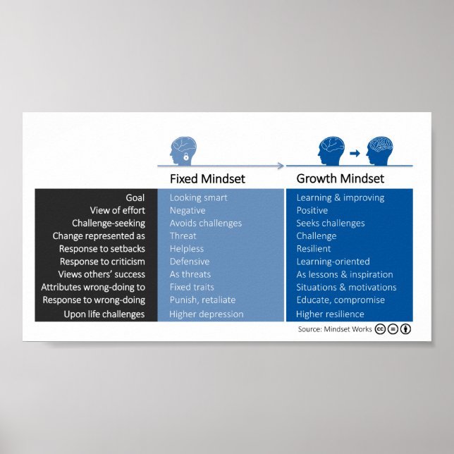 Póster Mindset de Crescimento e Comportamentos de Mindset (Frente)