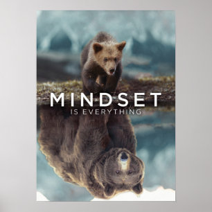 Poster Mindset É Tudo - Motivação Do Urso Grelha