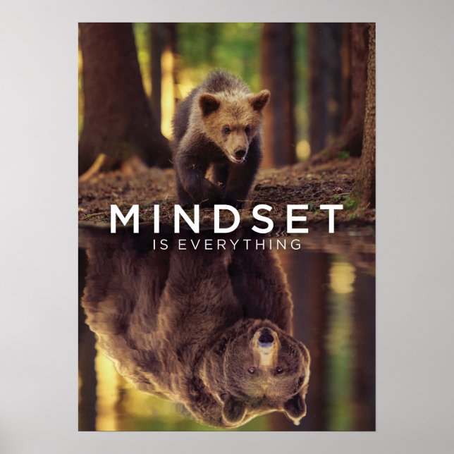 Poster Mindset É Tudo - Motivação Do Urso Grelha (Frente)