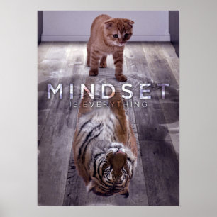Poster Mindset é tudo - Reflexão de Gato e Tigre