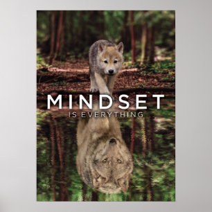 Poster Mindset é tudo, Wolf e Pup Water Refletem