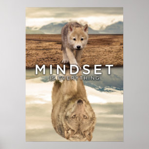 Poster Mindset Is Everything - Desert Wolf Pup Reflection