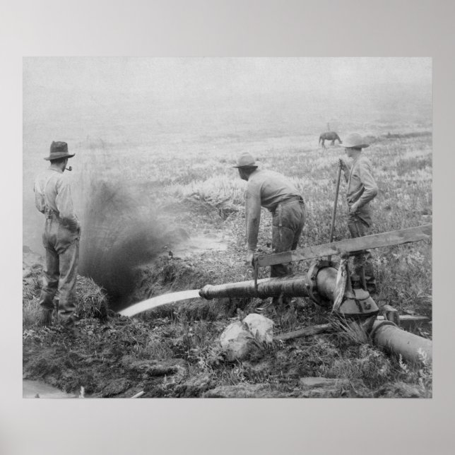 Póster Mineração Dourada hidráulica em Rockerville Fotogr (Frente)