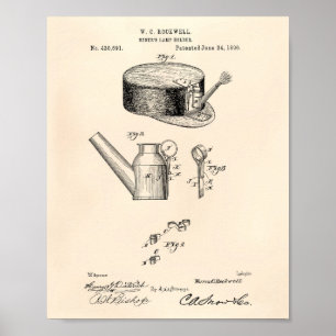 Póster Miners Lamp Holder 1890 Patent Art Old Peper