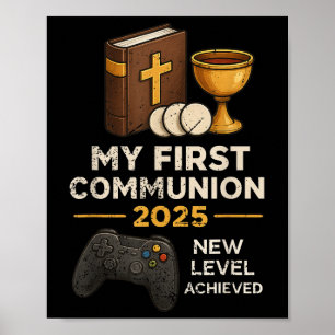 Poster Minha 1ª Primeira Comunhão 2025 Jogo de Vídeo Cató