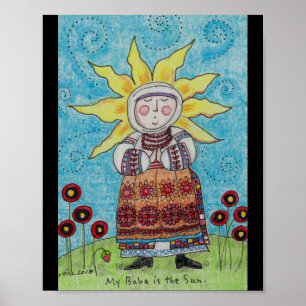 Poster Minha Baba é a Arte Folclórica do Sol Ucraniano