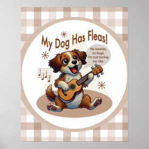 Poster Minha Cadela Tem Pulgas Canção de Afinação Ukulele