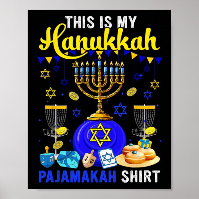 Poster Minha Camisa de Pijama de Hanukkah Disc Golf Playe (Frente)