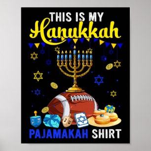 Poster Minha Camisa de Pijama de Hanukkah Jogador de Fute