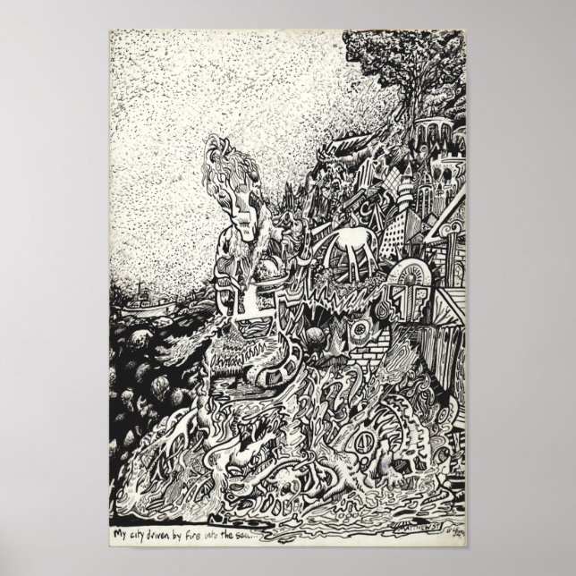 Poster Minha cidade levada pelo fogo ao mar. (Frente)