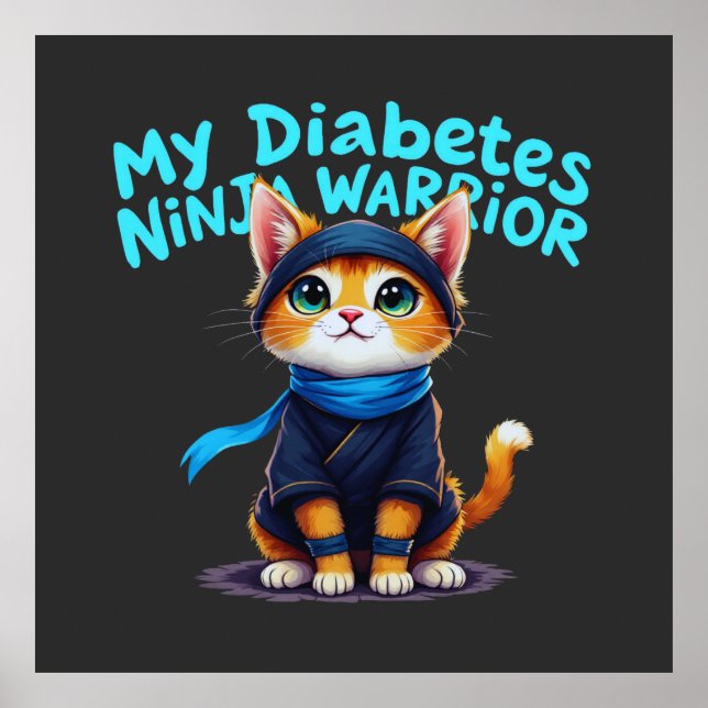 Poster Minha Diabetes Ninja Warrior é forte (Frente)