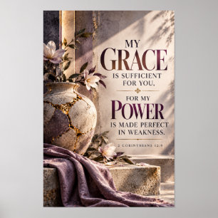 Poster Minha Graça é Suficiente 2 Coríntios 12:9 Cristã